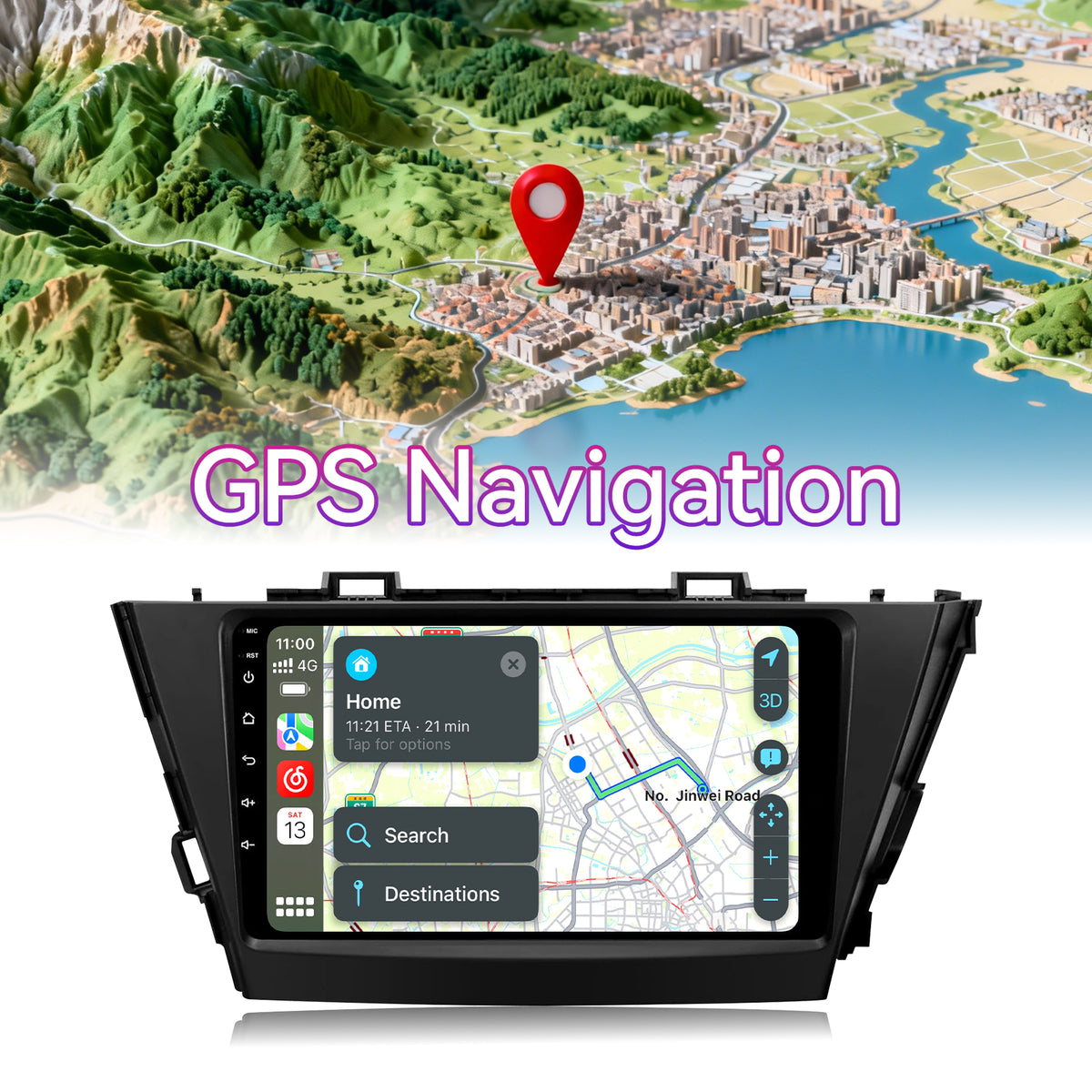 Car Stereo Compatible with Toyota Prius Plus V Alpha 2012-2017, 9" Wireless CarPlay/Android Auto Head Unit with GPS Navigation & Backup Camera