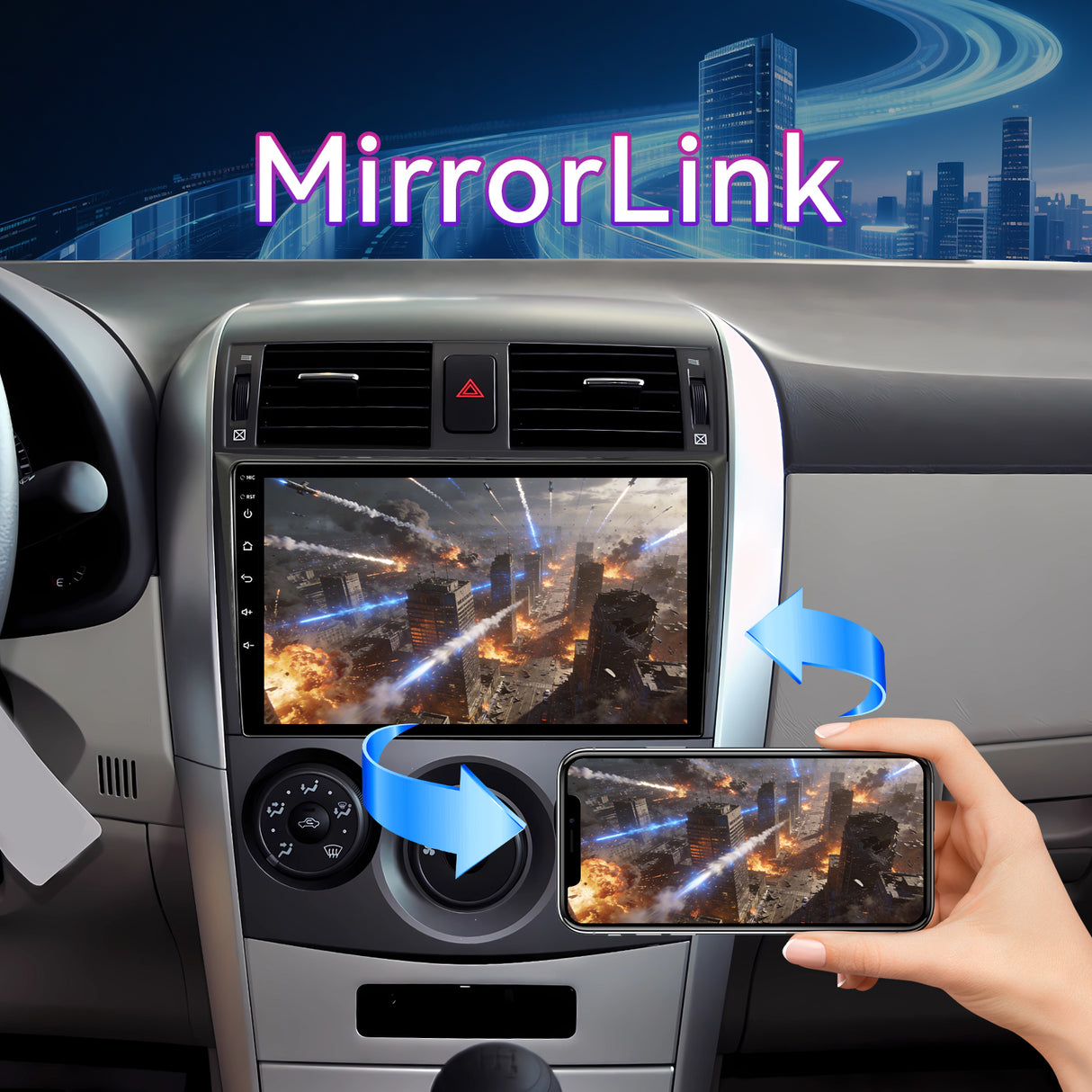 9" Android 13 Car Stereo Compatible with Toyota Corolla 2007-2013, Wireless CarPlay&Android Auto,Touch Screen Car Radio Support Bluetooth,GPS Navigation