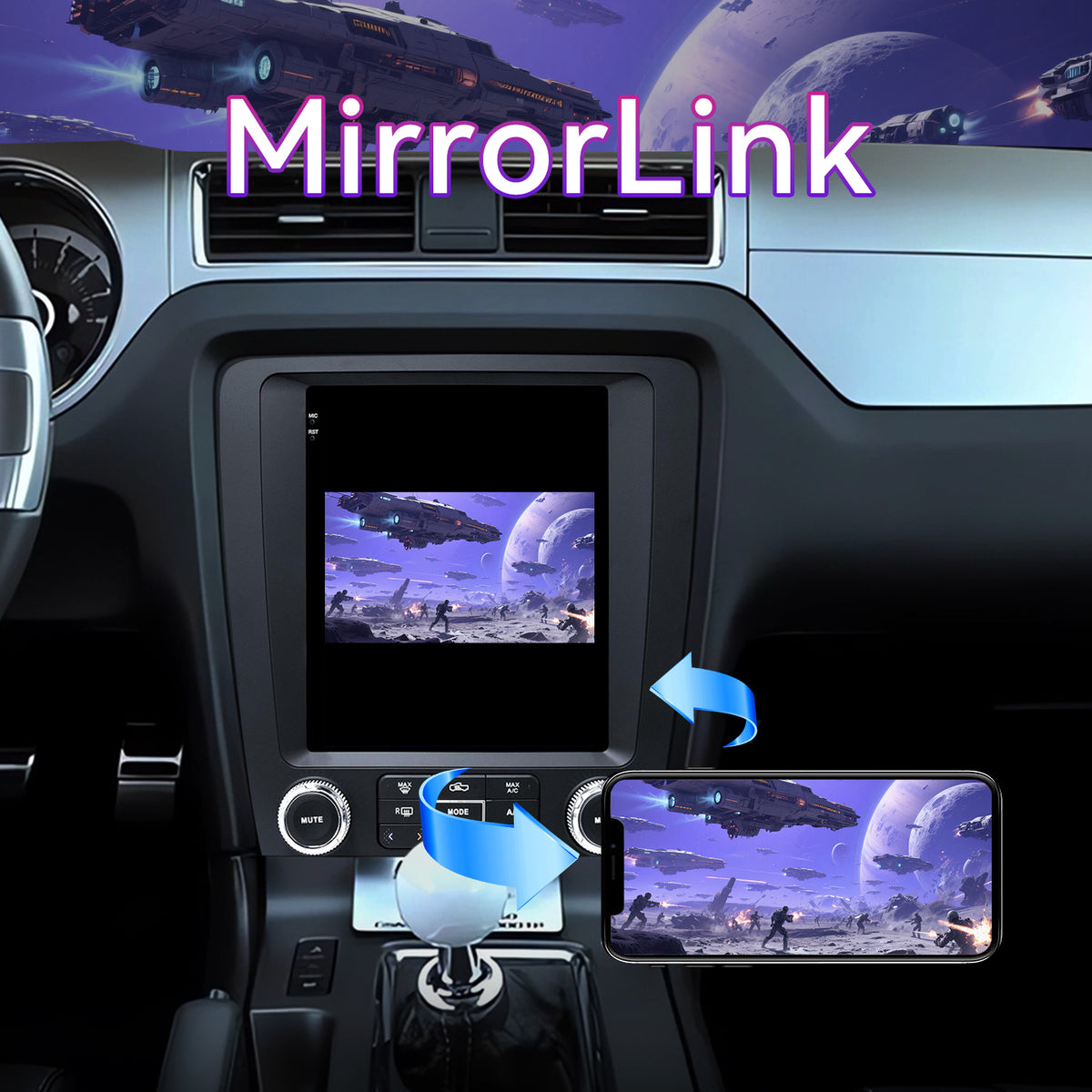 9.7" T-Style Android 13 Touchscreen Radio Compatible with Ford Mustang 2010-2014 — Wireless CarPlay, GPS & 1080P Backup Camera Included