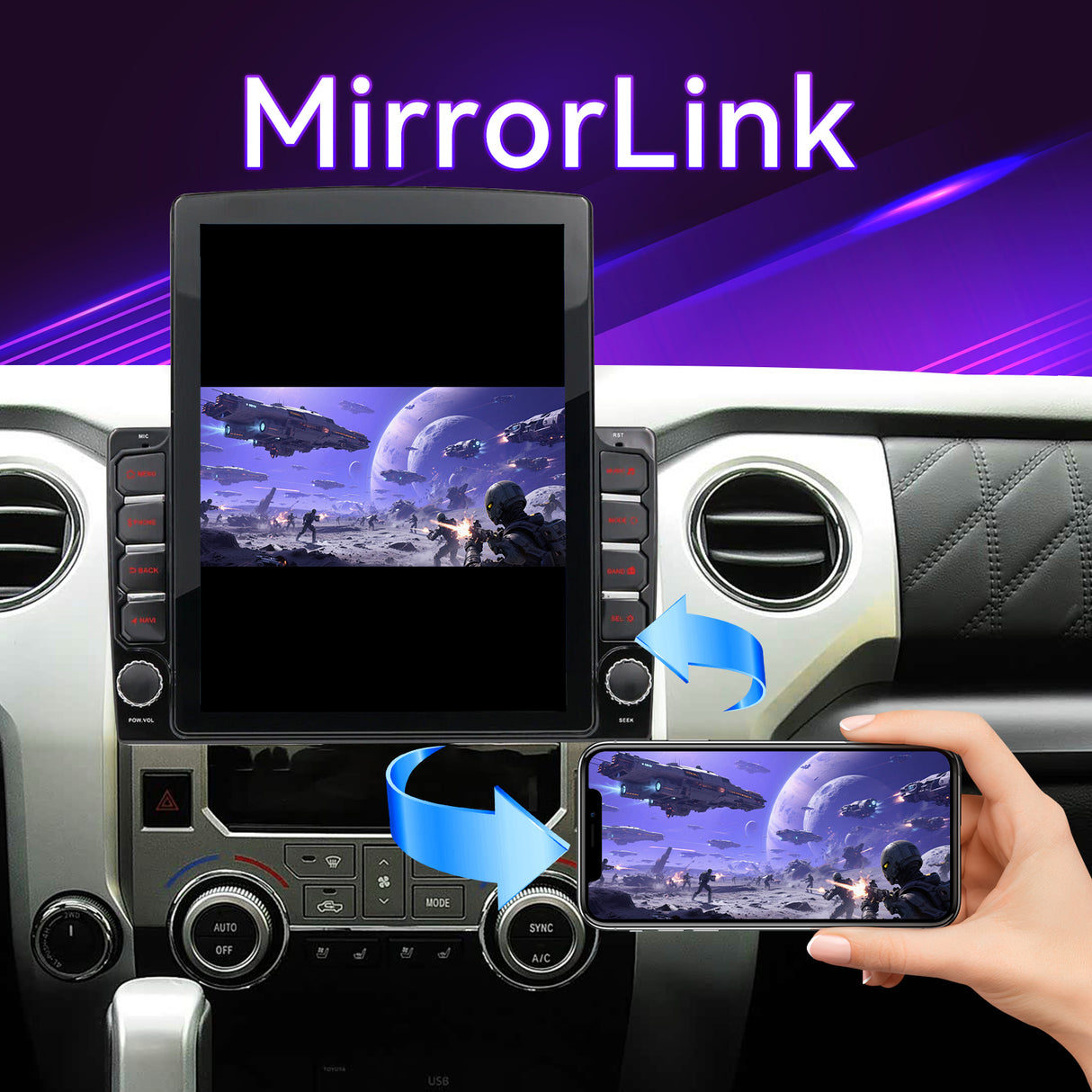 Car Radio Compatible with Toyota Tundra 2014-2021,4G+64G,9.7" Touch Screen Car Stereo with Wireless Carplay&Android Auto,FM/GPS/SWC/Mirror Link/Backup Camera