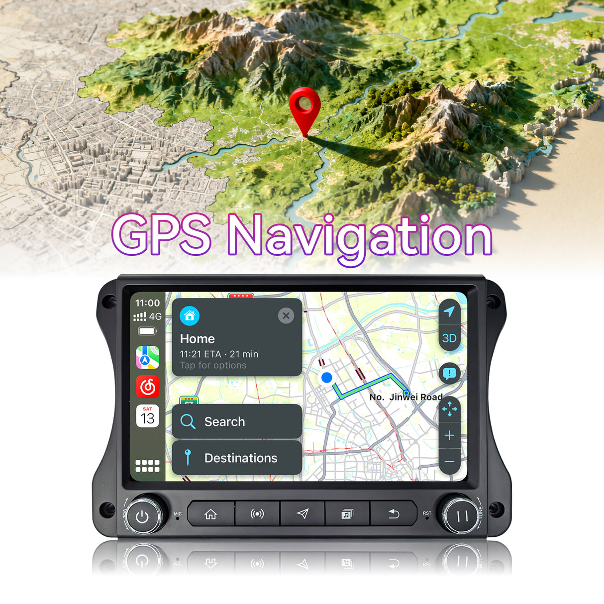 10" Car Stereo Compatible with Jeep Wrangler JL 2018-2022 & Gladiator 2020-2022, Wireless CarPlay/Android Auto, 4GB+64GB, GPS Navigation, Backup Camera & SWC