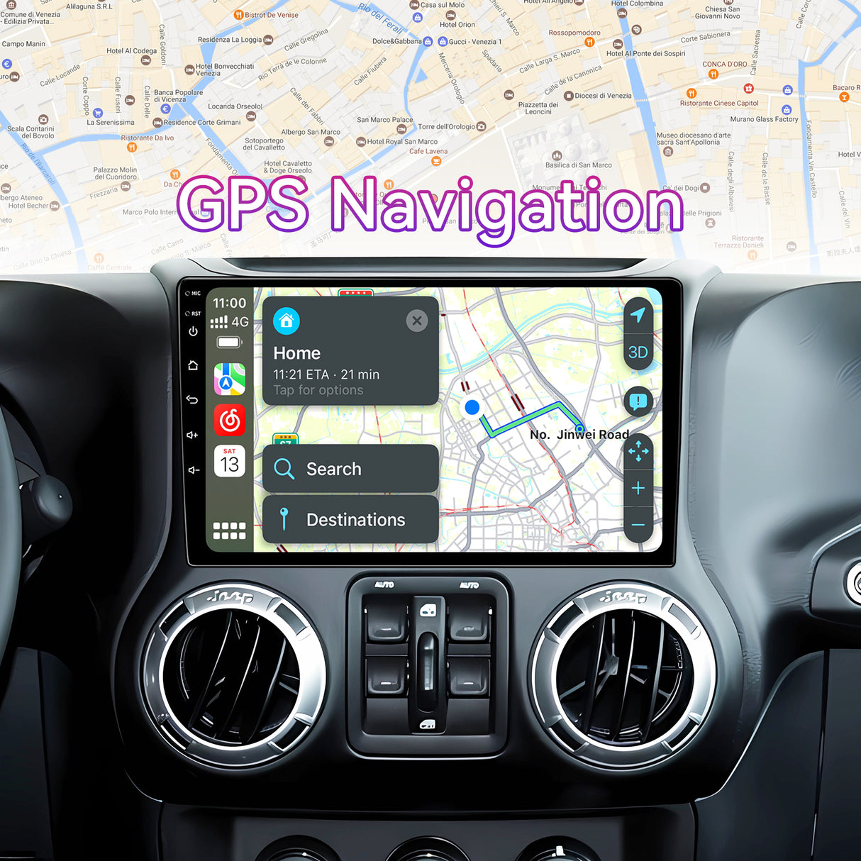 10.1" Touchscreen Radio Compatible with Jeep Wrangler/Unlimited JK 2007-2018.Dodge Ram Pickup 1500/2500/3500 2009-2012. Wireless CarPlay/Android Auto, GPS Navigation & Backup Camera