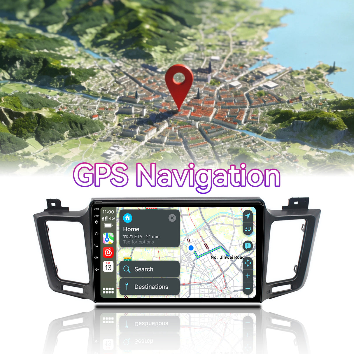 10" Android 13 Touchscreen Radio Compatible with Toyota RAV4 2013-2018, Wireless CarPlay/Android Auto, GPS Navigation & Backup Camera