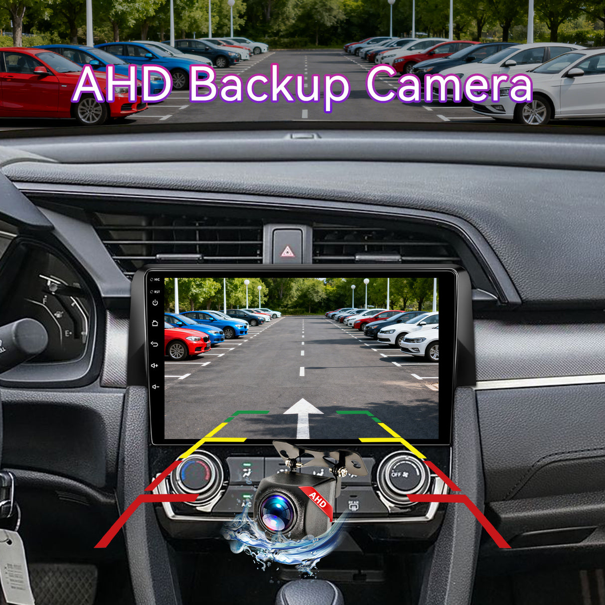 Android Car Stereo Compatible with Honda Civic 2016-2020, 9" Wireless CarPlay/Android Auto Head Unit with GPS Navigation & AHD Backup Camera