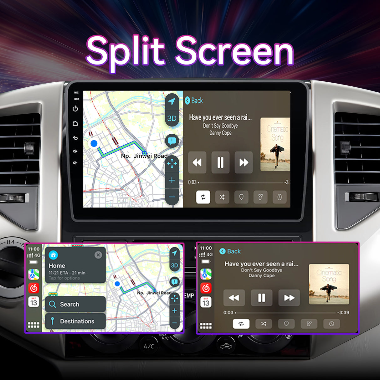 9" Android 13 Touchscreen Radio Compatible with Toyota Tacoma 2005-2015 — Wireless CarPlay, GPS, DSP & Backup Camera Included