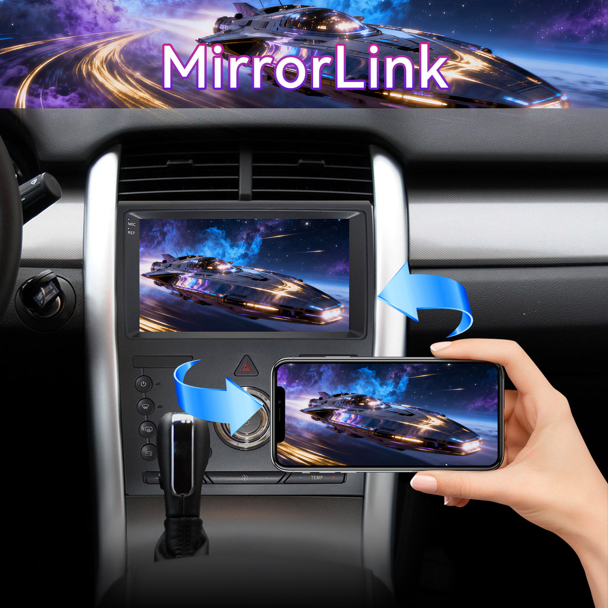 Car Stereo Compatible with Ford Edge 2010-2014, 9" 2GB+64GB Wireless CarPlay/Android Auto Head Unit with GPS Navigation & Backup Camera
