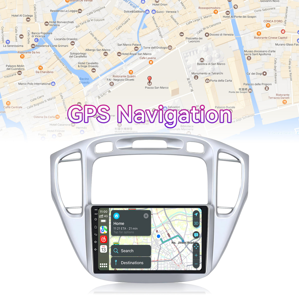 9" Android 13 Touchscreen Radio Compatible with Toyota Highlander 2000-2007 — Wireless CarPlay, GPS & Backup Camera Included