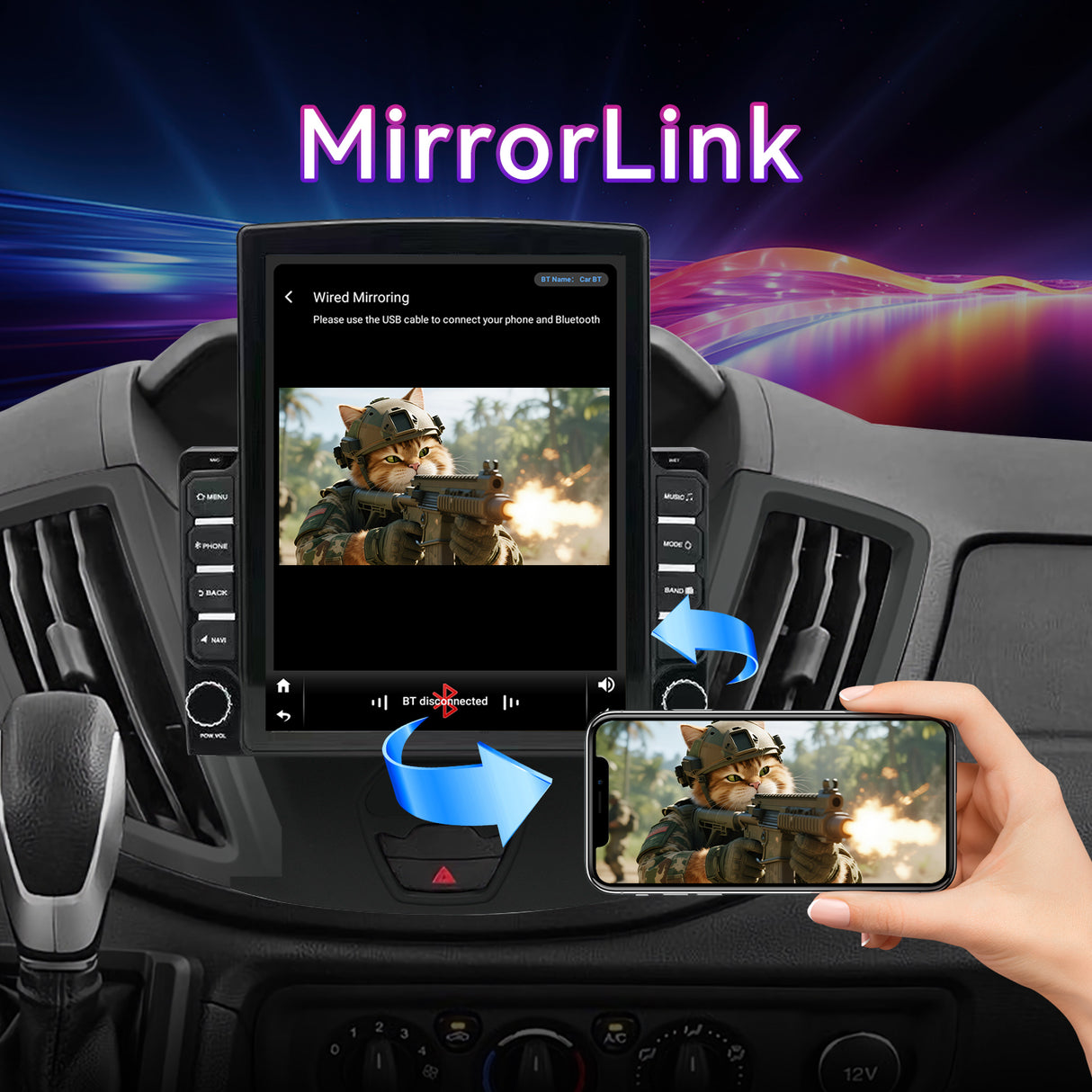Car Stereo Compatible with Ford Transit 2013-2019, 9.7" Wireless CarPlay/Android Auto Head Unit with GPS Navigation & Backup Camera