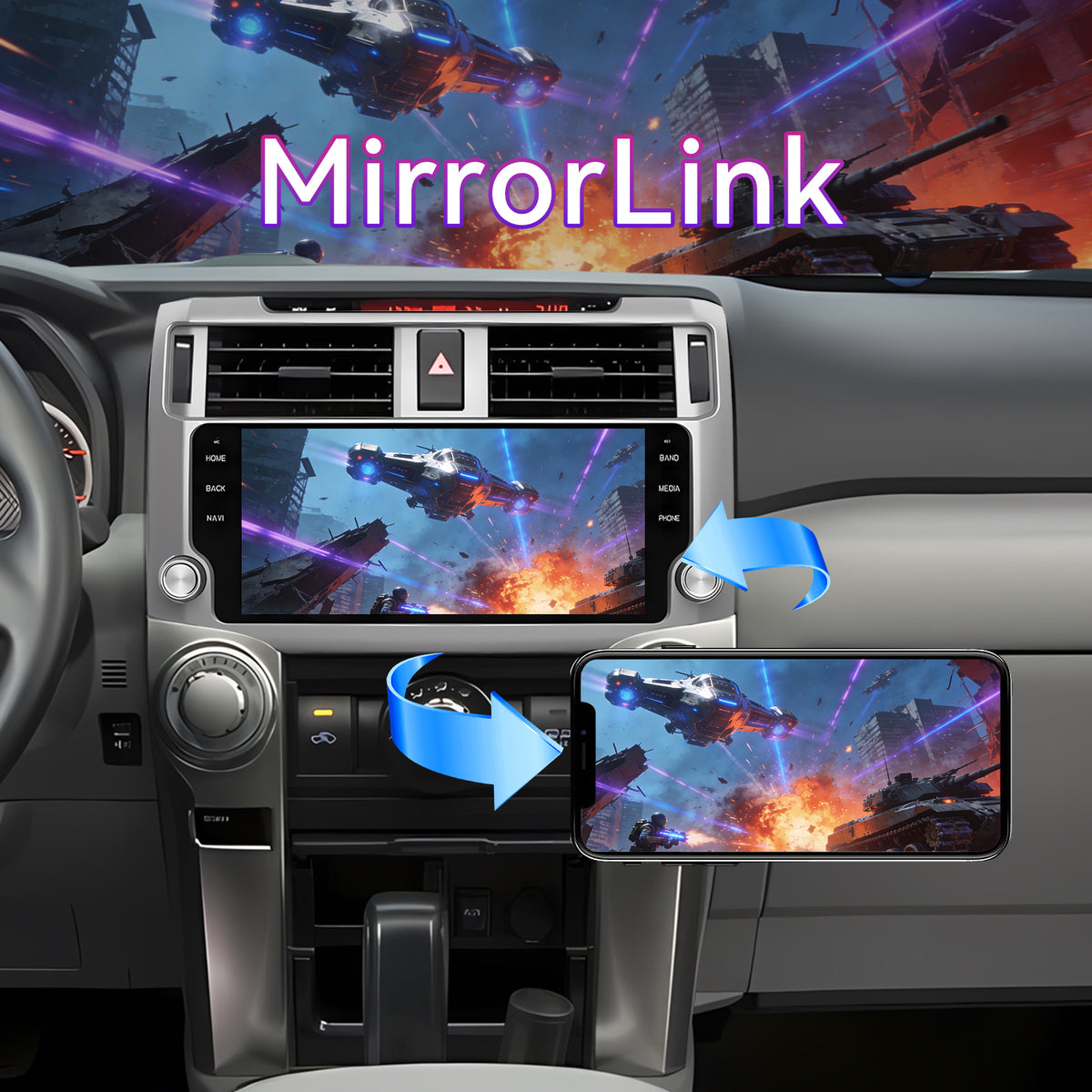 10.33" 4GB+64GB Android Car Stereo Compatible with Toyota 4Runner 2009-2019 — Wireless CarPlay/Android Auto, GPS, Custom EQ & AHD Backup Camera