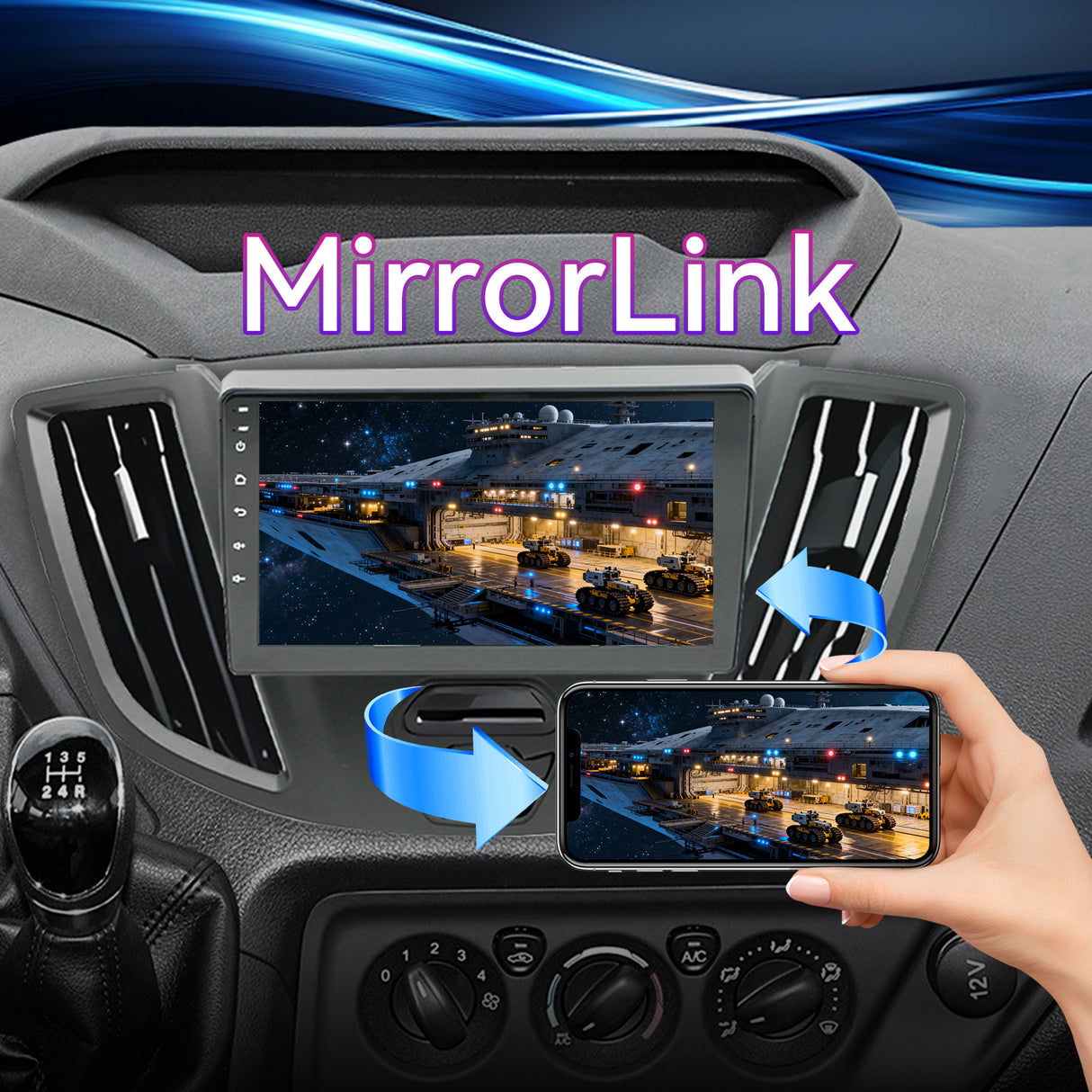 Android 13 Car Radio Compatible with Ford Transit 2015-2018, 9 Inch Wireless CarPlay/Android Auto, GPS Navigation, Bluetooth, FM Radio & Backup Camera