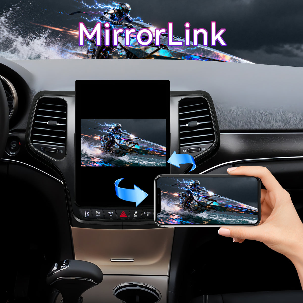 Qualcomm 8-Core Android Car Stereo Compatible with Jeep Grand Cherokee 2014-2021, 12.1" Vertical 2K Touchscreen with Wireless CarPlay/Android Auto, DSP & GPS