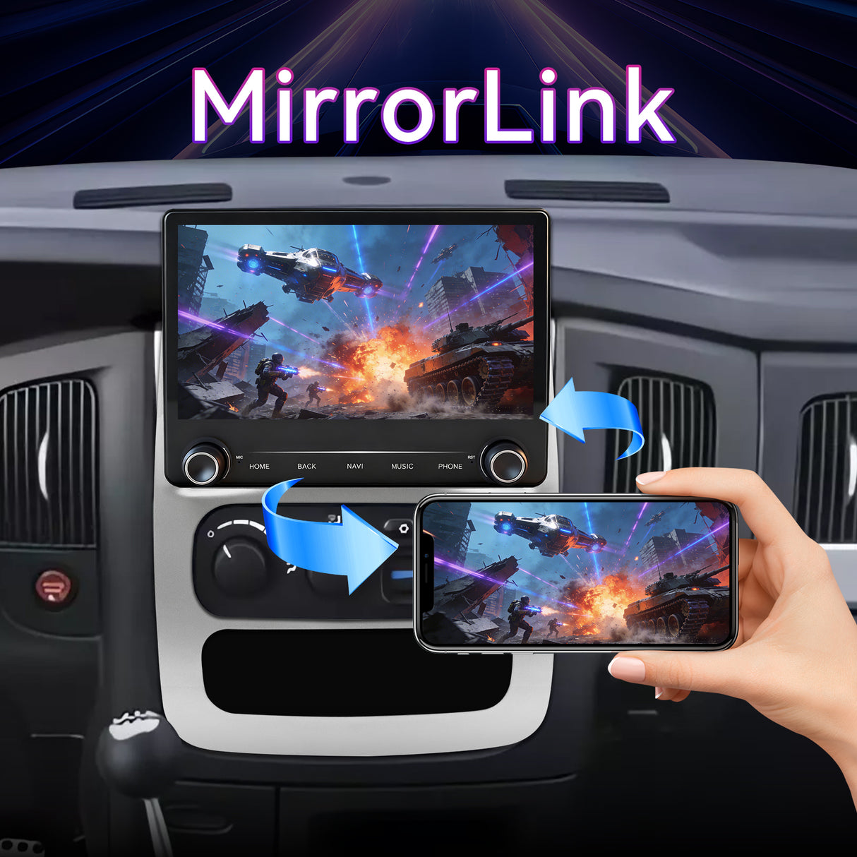 Car Stereo Radio Compatible with Dodge RAM 1500 2500 3500 2002-2005,Android 14，4+64G,9 Inch Touchscreen Head Unit Support WiFi/Bluetooth/Wireless Carplay Android Auto/GPS/Mirror Link