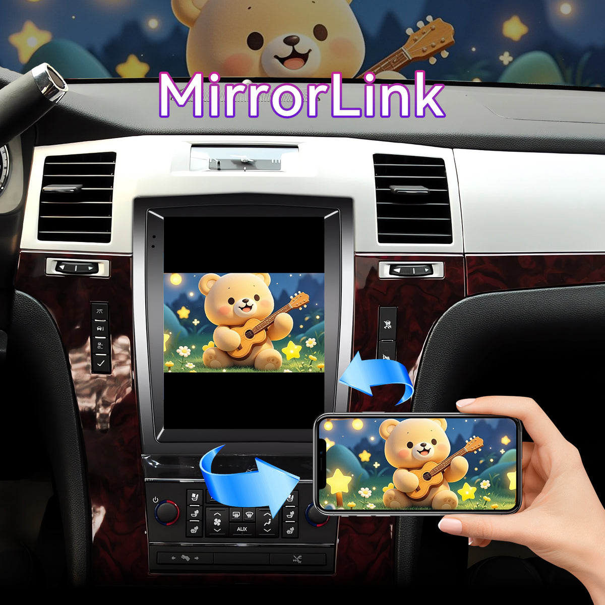 Android 15 Car Stereo Compatible with Cadillac Escalade/SLS 2007-2014, 9.7" Wireless CarPlay/Android Auto Head Unit with GPS Navigation & Backup Camera