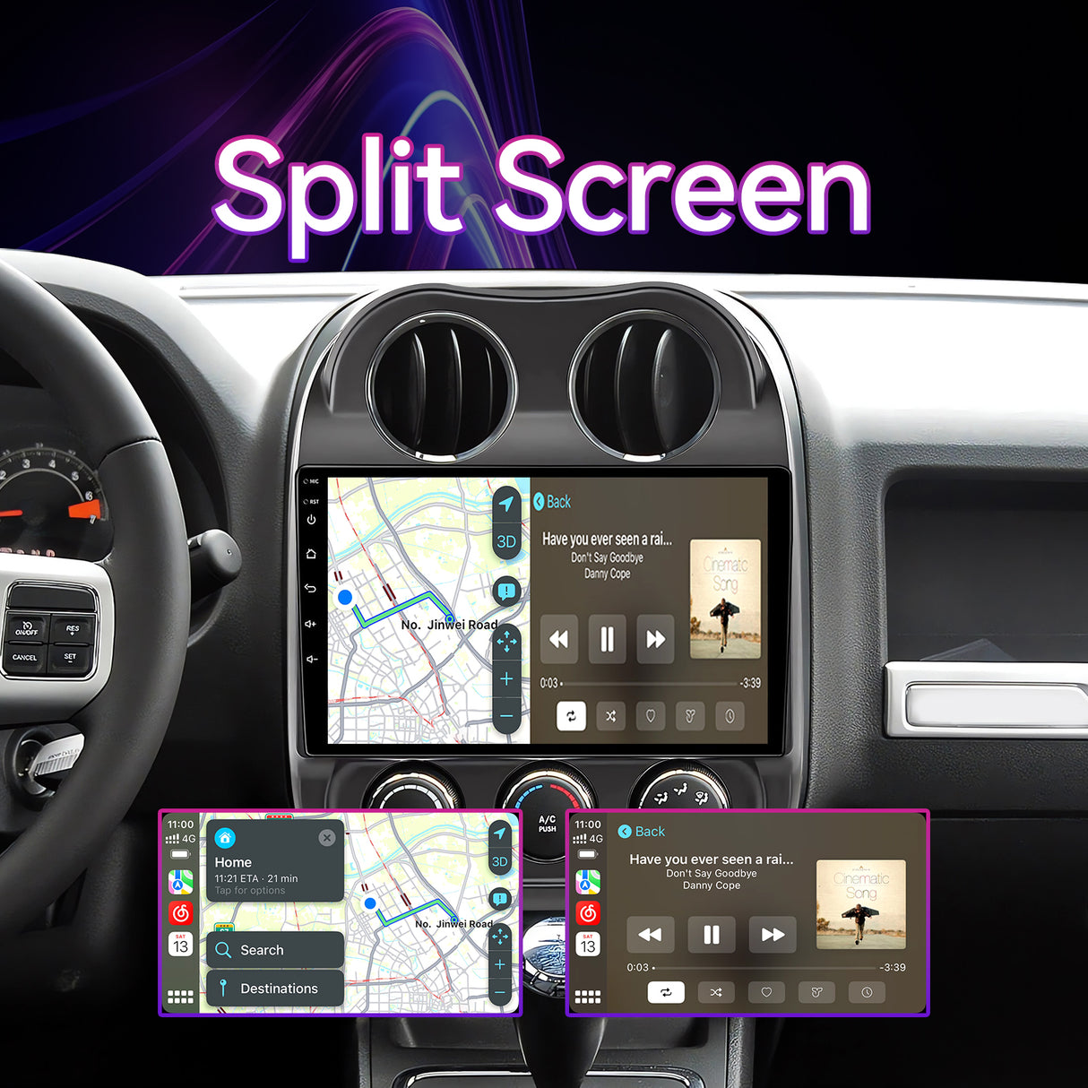 10" Car Stereo Compatible with Jeep Compass 2010-2016 & Patriot 2009-2016, Wireless CarPlay/Android Auto, GPS & SWC