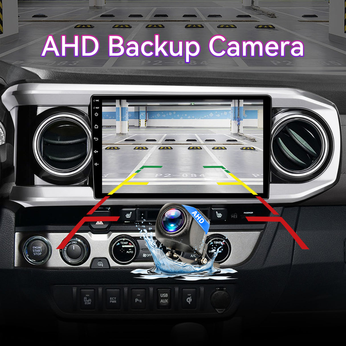 10" Touchscreen Car Stereo Compatible with Toyota Tacoma 2016-2021, Wireless CarPlay/Android Auto Head Unit with GPS Navigation & Backup Camera