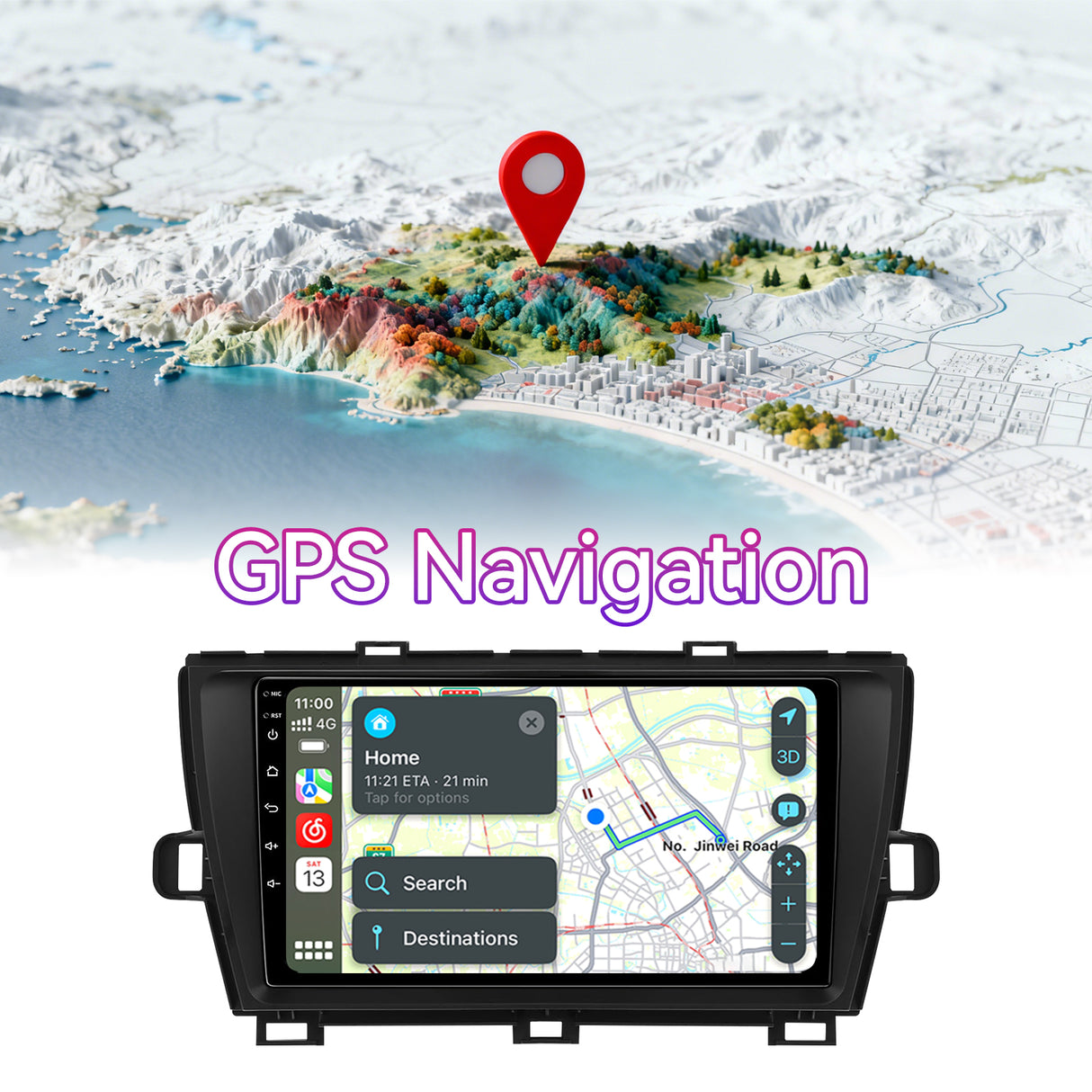 Android 13 Car Stereo Compatible with Toyota Prius 2010-2015, 9" Wireless CarPlay/Android Auto Head Unit with GPS Navigation & Backup Camera