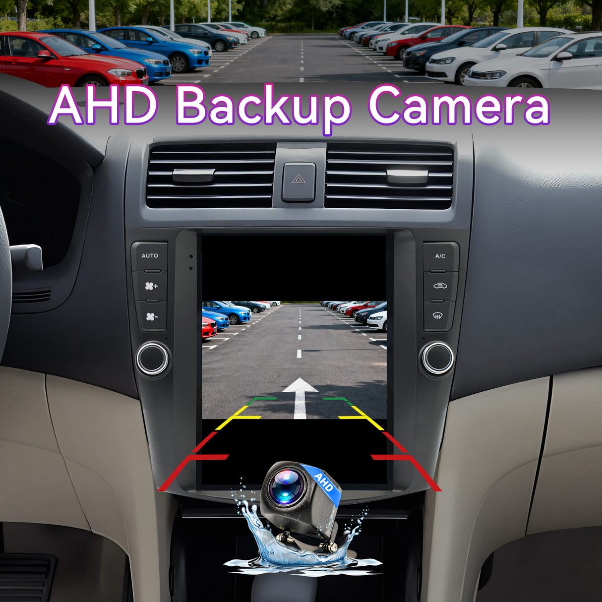 Car Stereo Radio Compatible with Honda Accord 7th 2003-2007, Wireless CarPlay/Android Auto Multimedia, GPS Navigation & Backup Camera