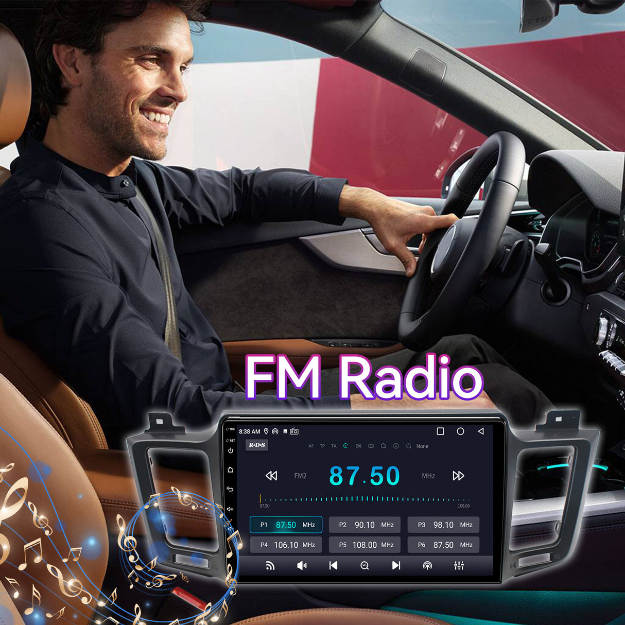 10" Android 13 Touchscreen Radio Compatible with Toyota RAV4 2013-2018, Wireless CarPlay/Android Auto, GPS Navigation & Backup Camera