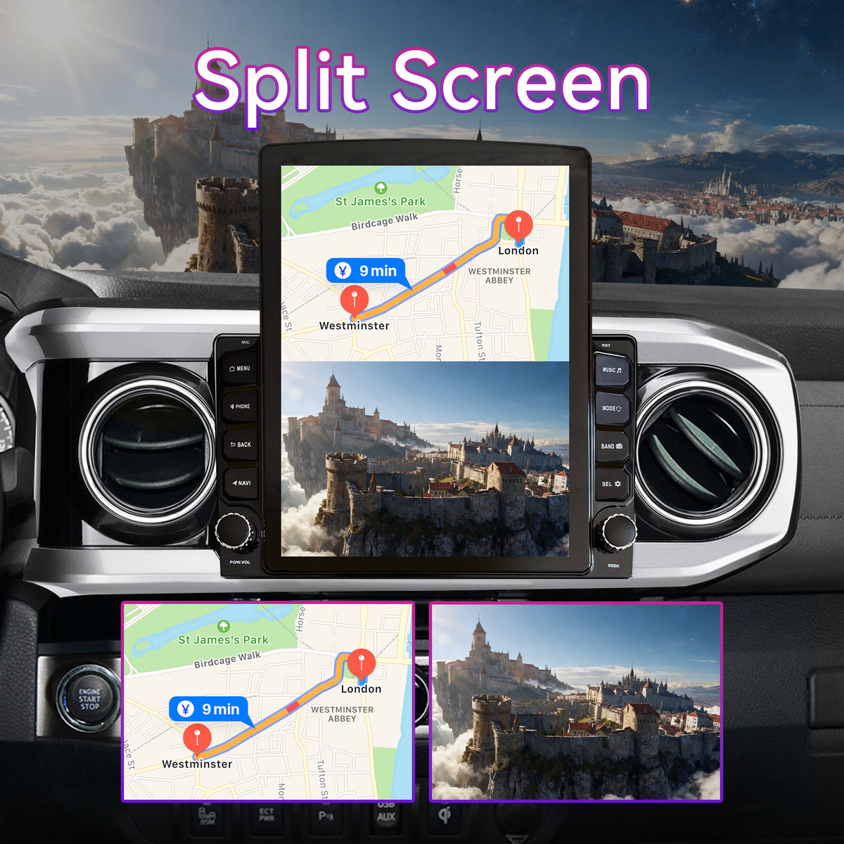 Car Stereo Compatible with Toyota Tacoma 2016-2022, 9.7" 2GB+64GB Wireless CarPlay/Android Auto Head Unit with GPS & 1080P Backup Camera