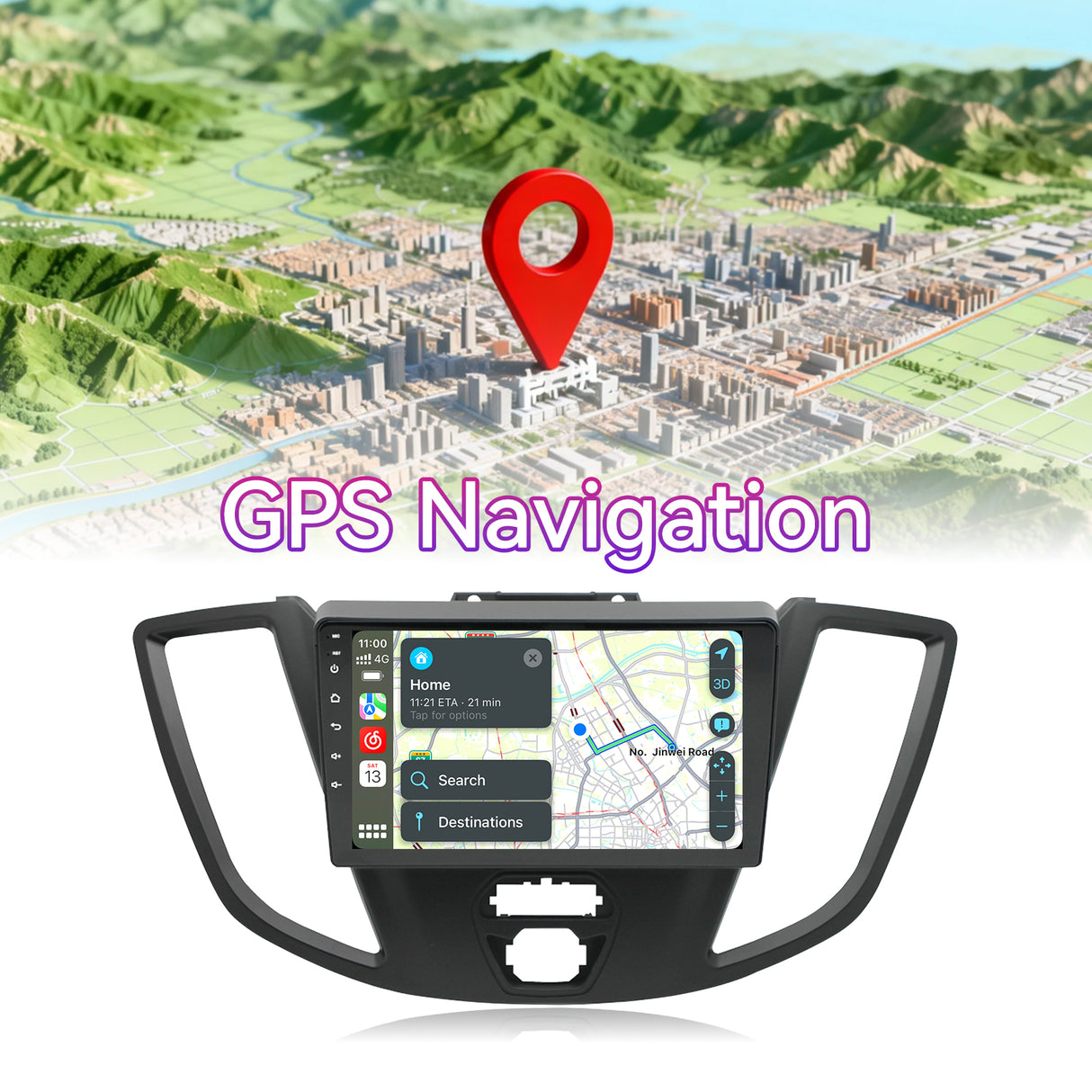 Android 13 Car Radio Compatible with Ford Transit 2015-2018, 9 Inch Wireless CarPlay/Android Auto, GPS Navigation, Bluetooth, FM Radio & Backup Camera