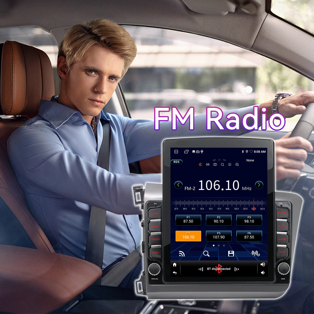 9.7" Touchscreen Radio Compatible with Honda Civic 2012-2015 — Wireless CarPlay, GPS & AHD Backup Camera Included