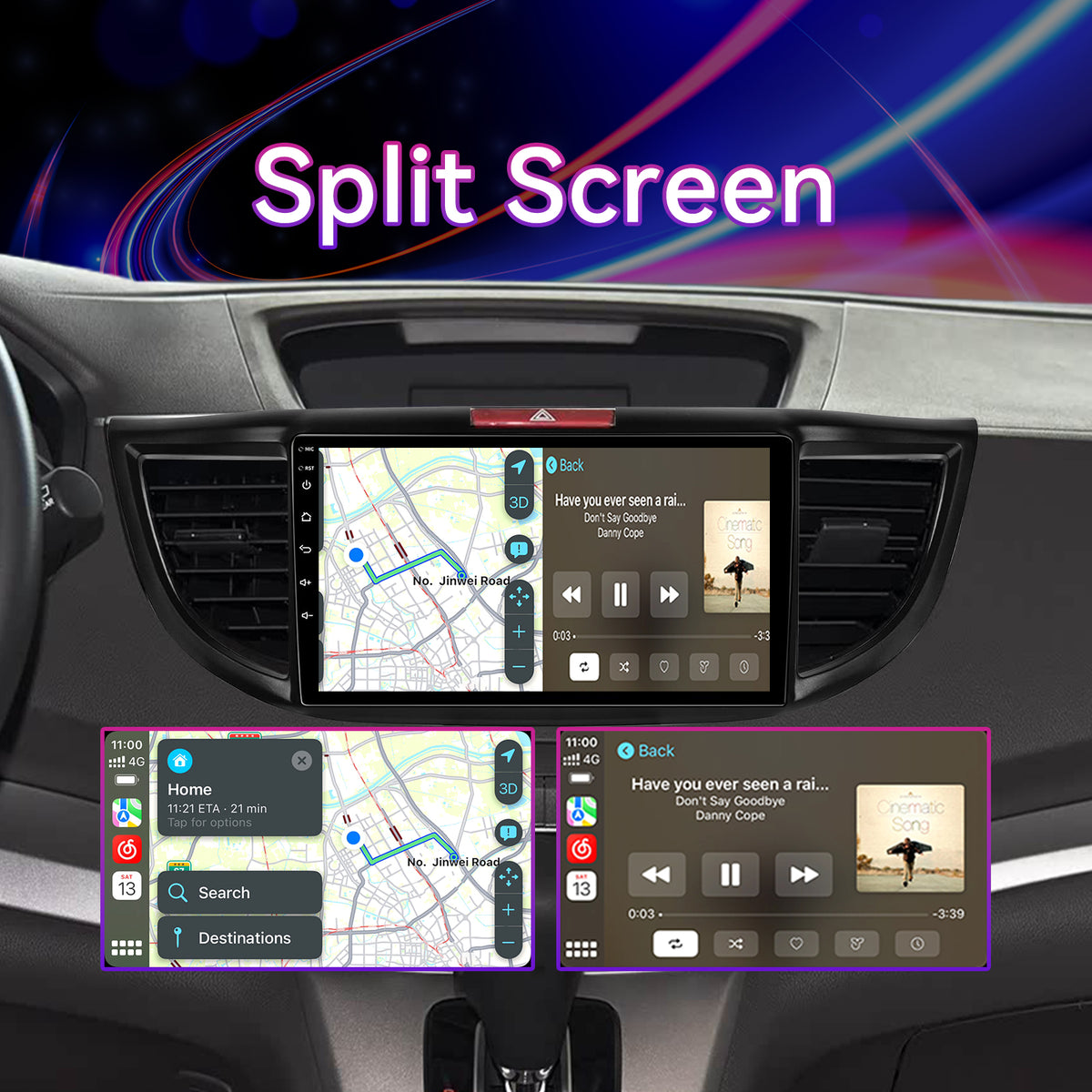 10" Android Touchscreen Car Stereo Compatible with Honda CRV 2012-2016 — Wireless CarPlay/Android Auto, GPS Navigation & AHD Backup Camera