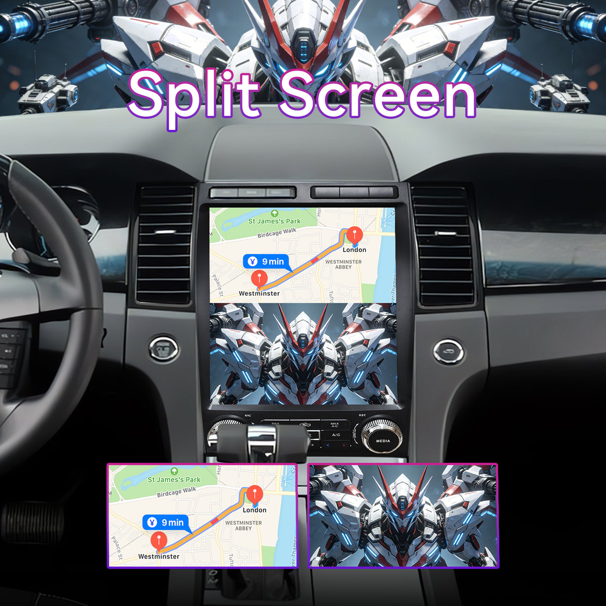 12.1" 4GB+64GB | Qualcomm 8-Core | Android 13 — Car Stereo Compatible with Ford Taurus 2012-2014, Wireless CarPlay/Android Auto, GPS & DSP Audio