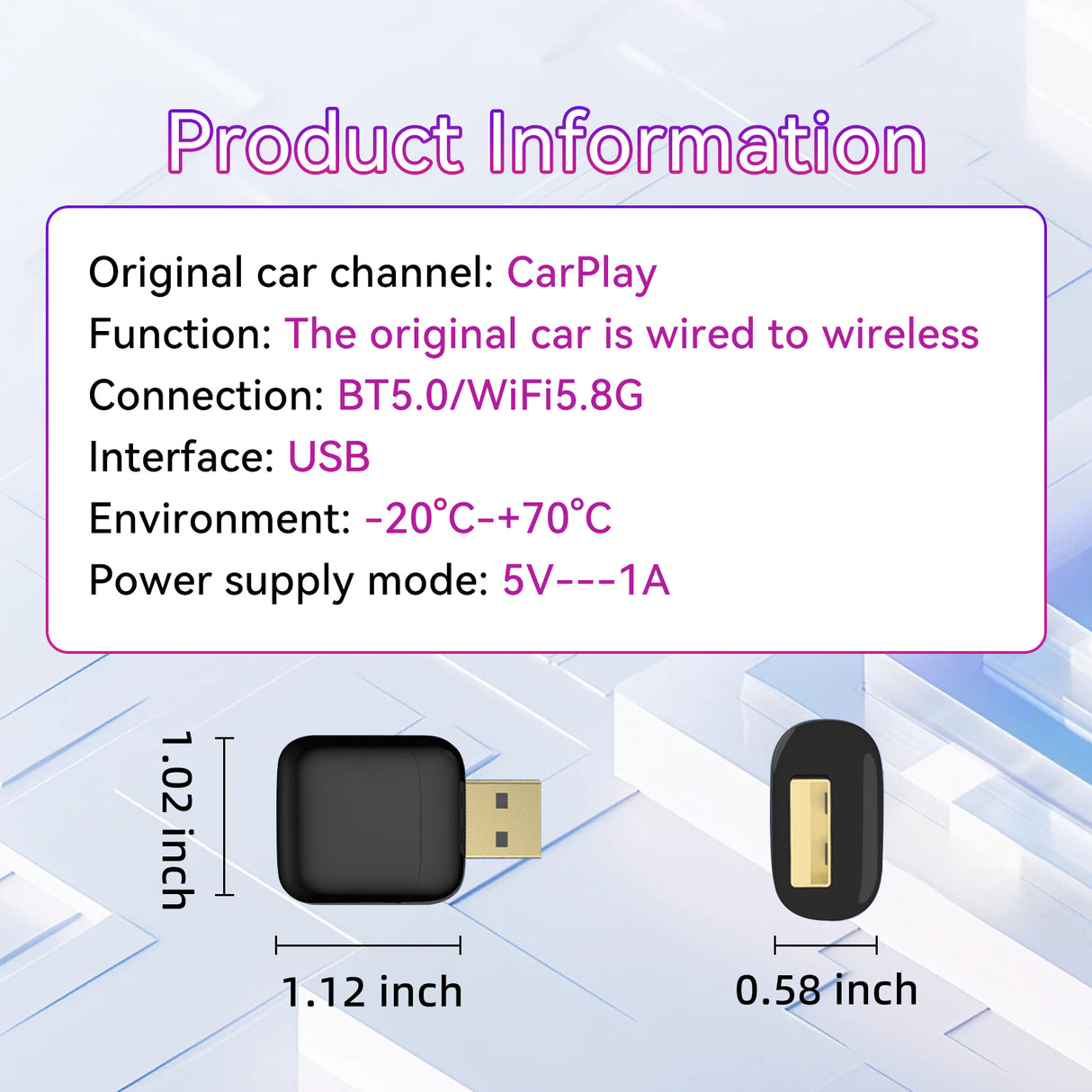 ULhome Wireless CarPlay Adapter & Android Auto Dongle, Fast Auto-Connect, Compact Plug & Play Wireless CarPlay Converter for iPhone & Android, USB/USB-C, No Delay, Seamless Reconnection