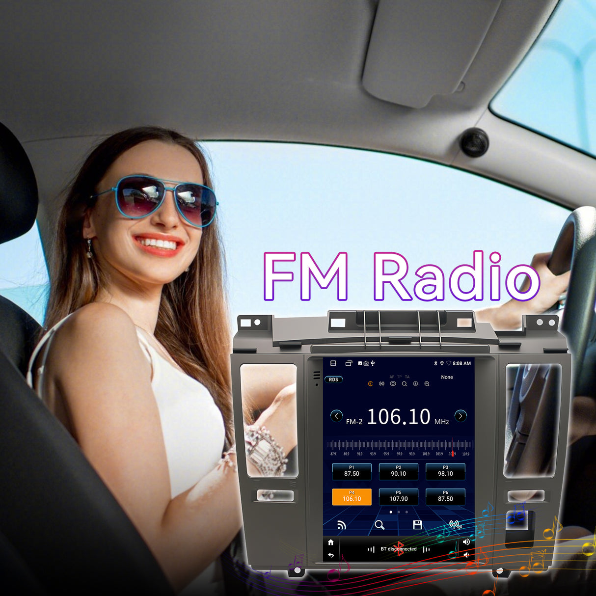 Car Radio Compatible With Nissan Versa 2007-2011 / Tiida 2007-2011,9.7''Touch Screen Car Stereo with Wireless Carplay&Android Auto,FM/GPS/SWC/Mirror Link/Backup Camera