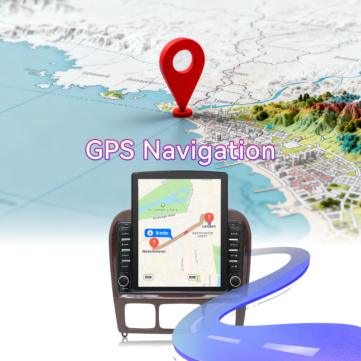 Car Radio Compatible With Mercedes Benz S-Class W220 1998-2005,4G+64GB,9.7" Touch Screen Car Stereo with Wireless Carplay Android Auto,FM/GPS/SWC/Mirror Link/Backup Camera