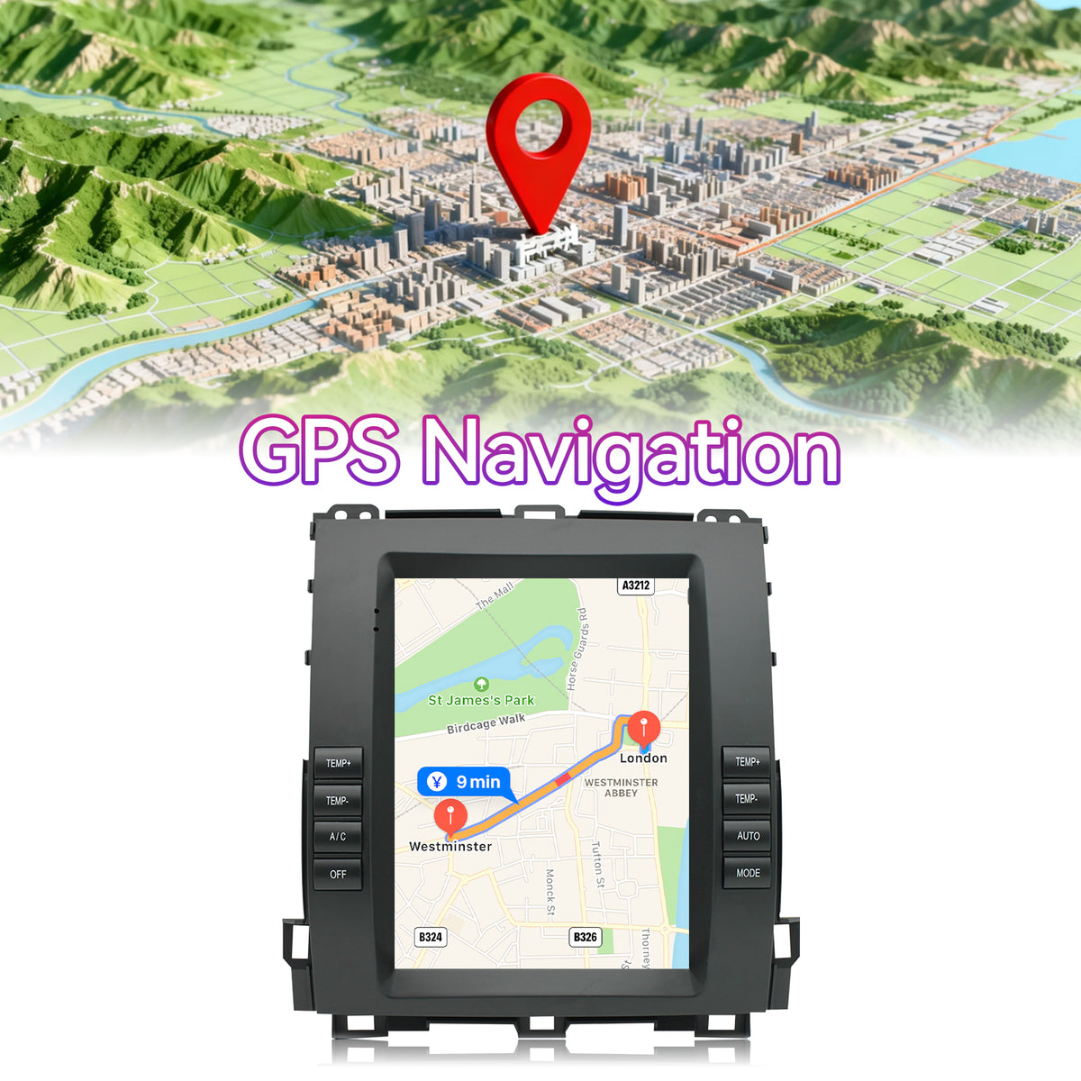 Android 13 Car Stereo Compatible with Lexus GX470 2002-2009 & Toyota Prado, 9.7" Wireless CarPlay/Android Auto Head Unit with GPS Navigation & Backup Camera