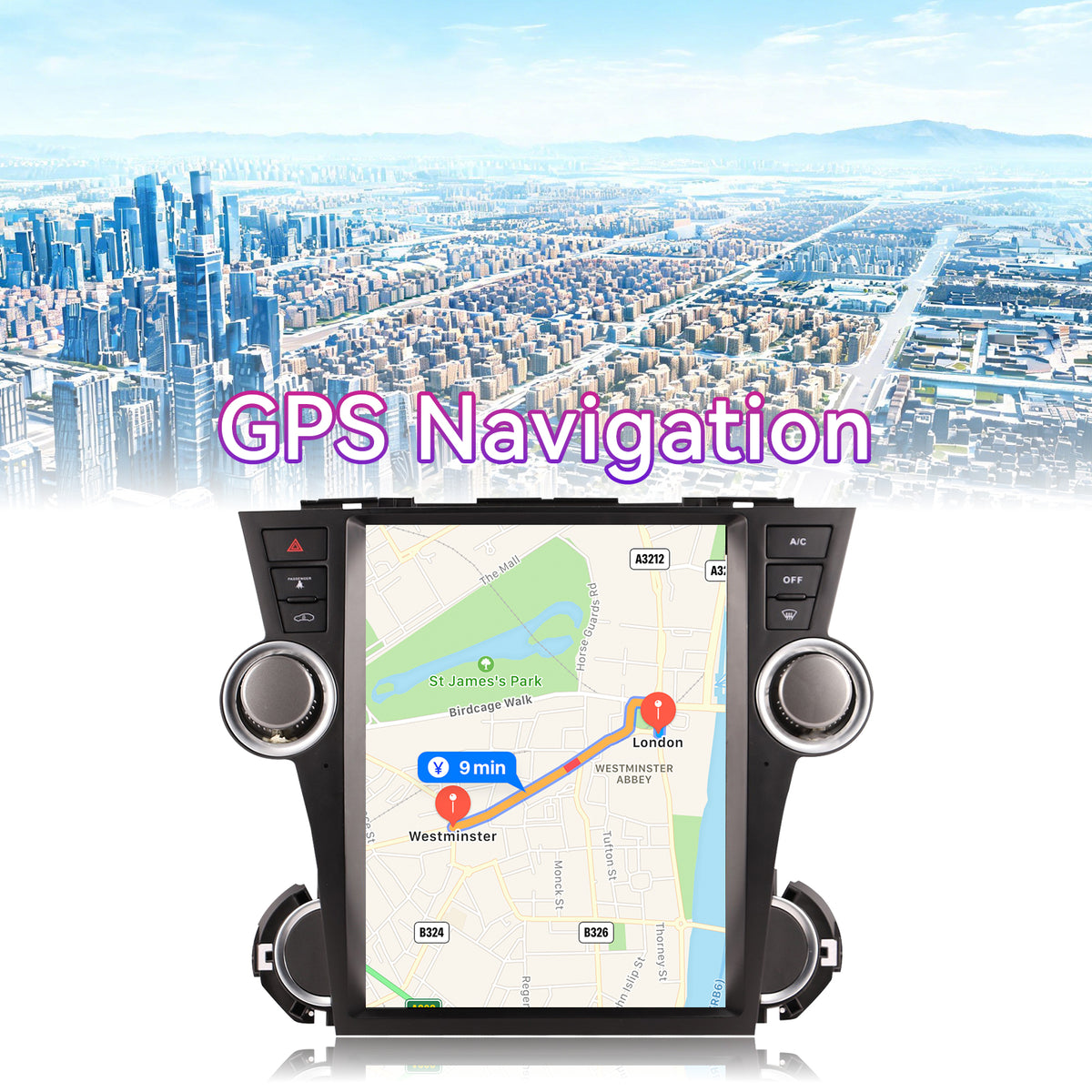 8-Core 8G+128G Car Stereo Compatible with Toyota Highlander 2009-2013, 12.1" Wireless CarPlay/Android Auto Head Unit with GPS & Backup Camera