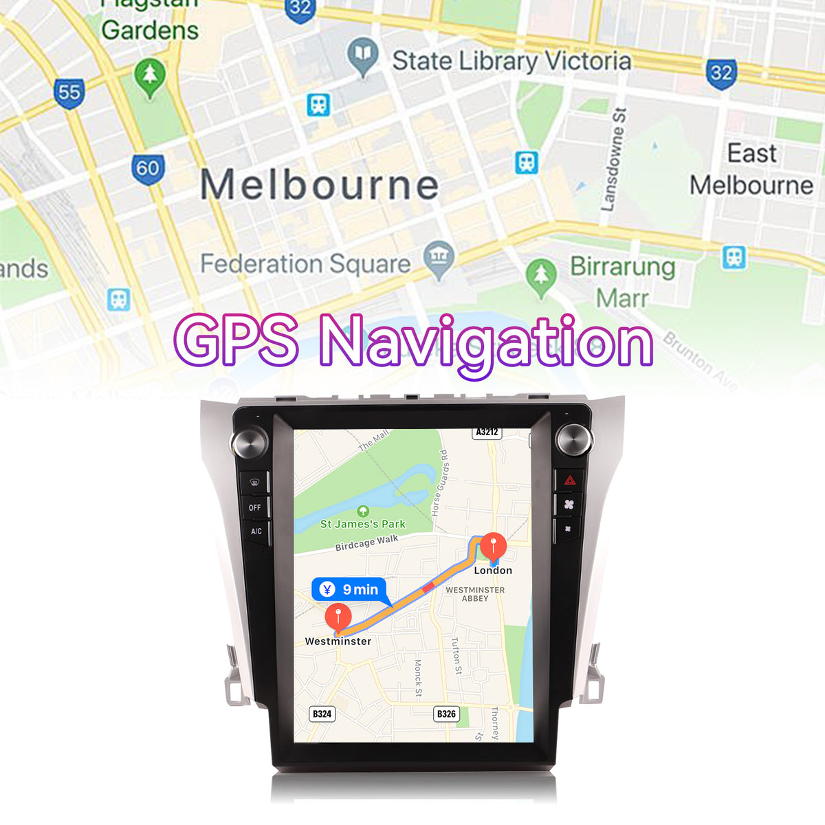 8-Core 8G+128G Android 13 Car Stereo Compatible with Toyota Camry 2012-2015, 12.1" Wireless CarPlay/Android Auto Head Unit with GPS & Backup Camera