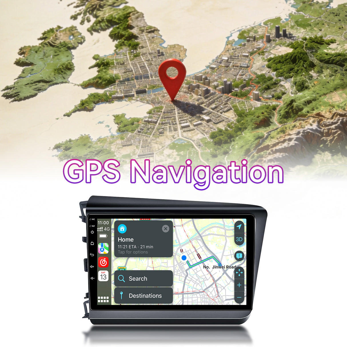 Android 13 Car Stereo Compatible with Honda Civic 2012-2015, 9" Wireless CarPlay/Android Auto Head Unit with GPS Navigation & Backup Camera