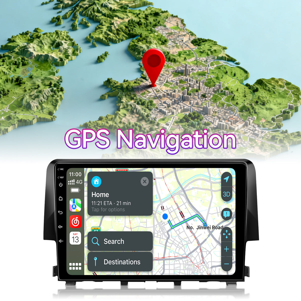 Android Car Stereo Compatible with Honda Civic 2016-2020, 9" Wireless CarPlay/Android Auto Head Unit with GPS Navigation & AHD Backup Camera