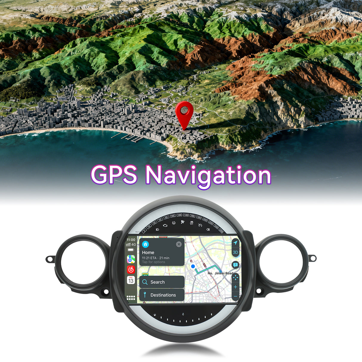 Car Radio Compatible With BMW Mini Cooper 2007-2014,4G+64G,9" Touch Screen Car Stereo with Wireless Carplay&Android Auto,FM/GPS/SWC/Mirror Link/Backup Camer