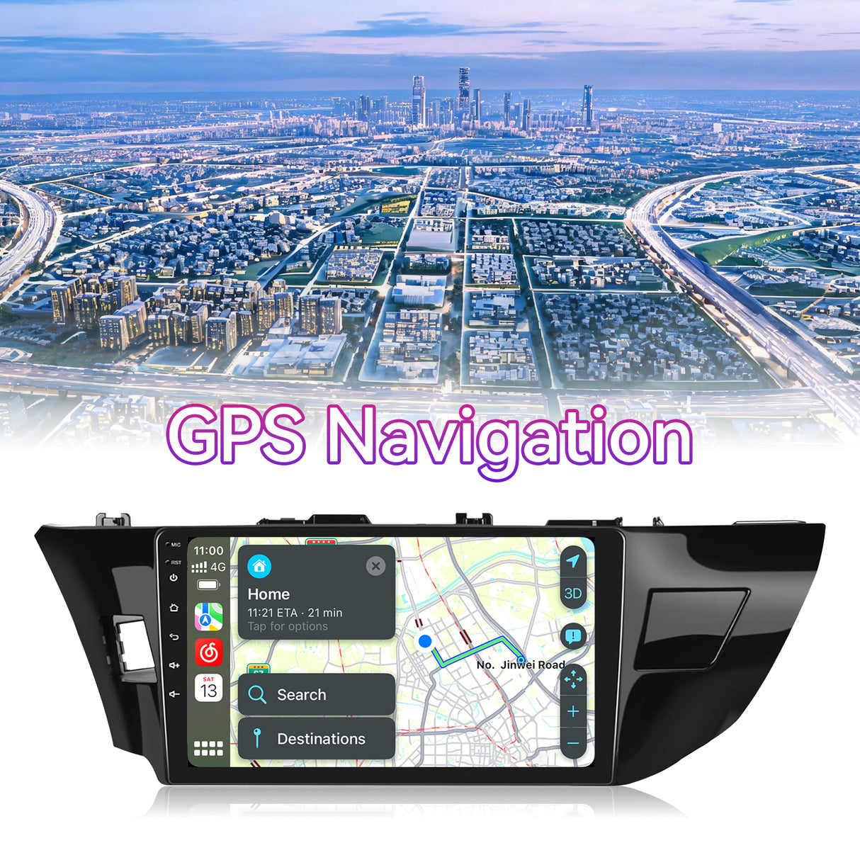 10" Android 13 Touchscreen Radio Compatible with Toyota Corolla 2014-2016, Wireless CarPlay/Android Auto, GPS Navigation, Bluetooth & Backup Camera
