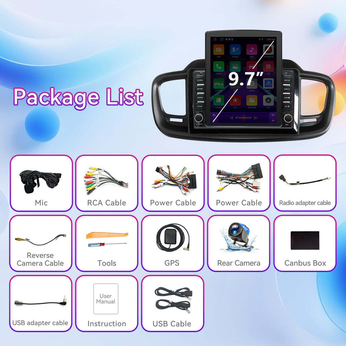 Car Stereo Compatible with Kia Sorento 2016-2020, 9.7" Wireless CarPlay/Android Auto Head Unit with GPS Navigation & Backup Camera