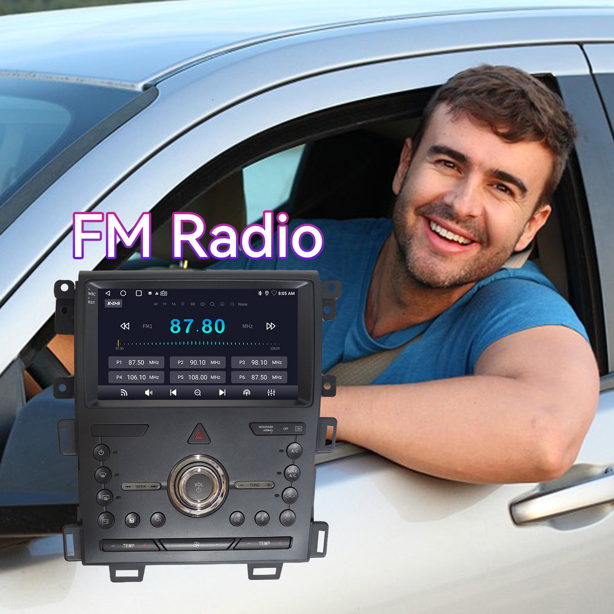 Car Stereo Compatible with Ford Edge 2010-2014, 9" 2GB+64GB Wireless CarPlay/Android Auto Head Unit with GPS Navigation & Backup Camera