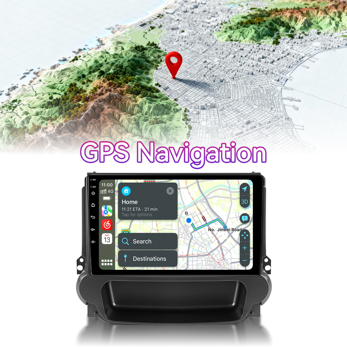 9" 2GB+64GB Android 13 Car Stereo Compatible with Chevrolet Malibu 2011-2015 — Wireless CarPlay/Android Auto, GPS, 32-Band EQ & AHD Backup Camera