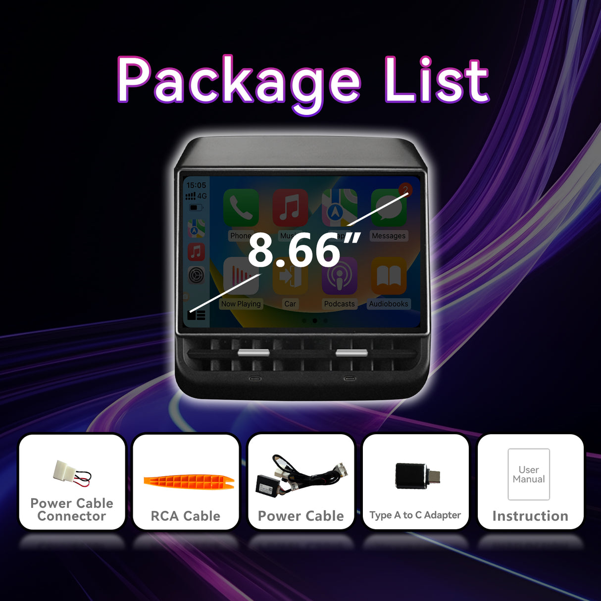 8.7" Rear Screen Compatible with Tesla Model 3 2019-2023 & Model Y 2019-2024,4+64G Rear Seat Entertainment Display Screen with Air Conditioning Control,Wireless Carplay/Android auto