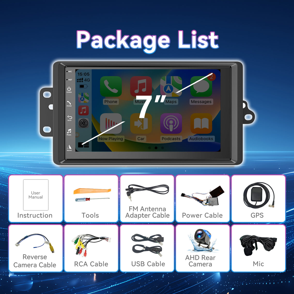 CFYLO Car radio Compatible with Chevrolet Chrvy Silverado 1500/2500/3500 2003-2006,Tahoe 2003-2006,GMC Sierra 2003-2006,Yukon 2004-2006,7''Touch Screen Stereo Navigational apparatus,Wireless Carplay/Android Auto