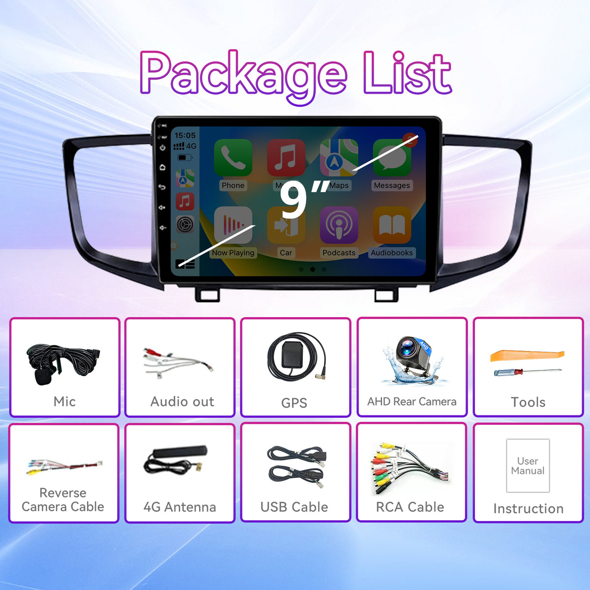Android Car Stereo compatibility with Honda Pilot 2016-2019 — 10" Vertical Touchscreen with Wireless CarPlay, GPS & AHD Backup Camera