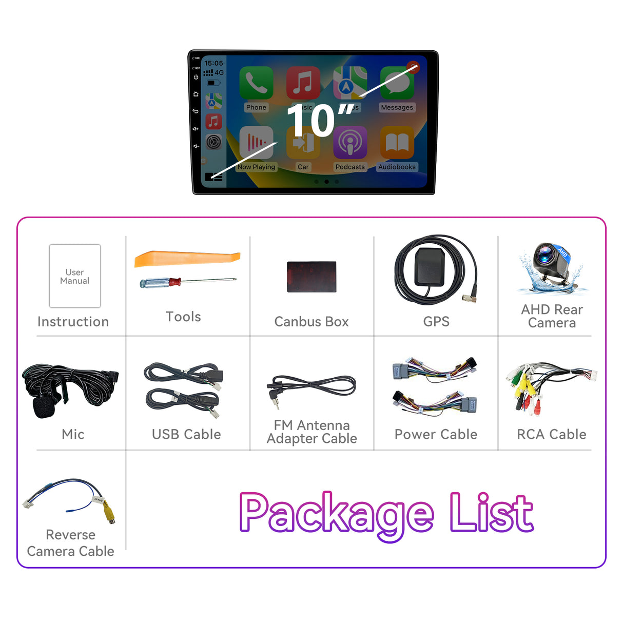 10.1" Touchscreen Radio Compatible with Jeep Wrangler/Unlimited JK 2007-2018.Dodge Ram Pickup 1500/2500/3500 2009-2012. Wireless CarPlay/Android Auto, GPS Navigation & Backup Camera