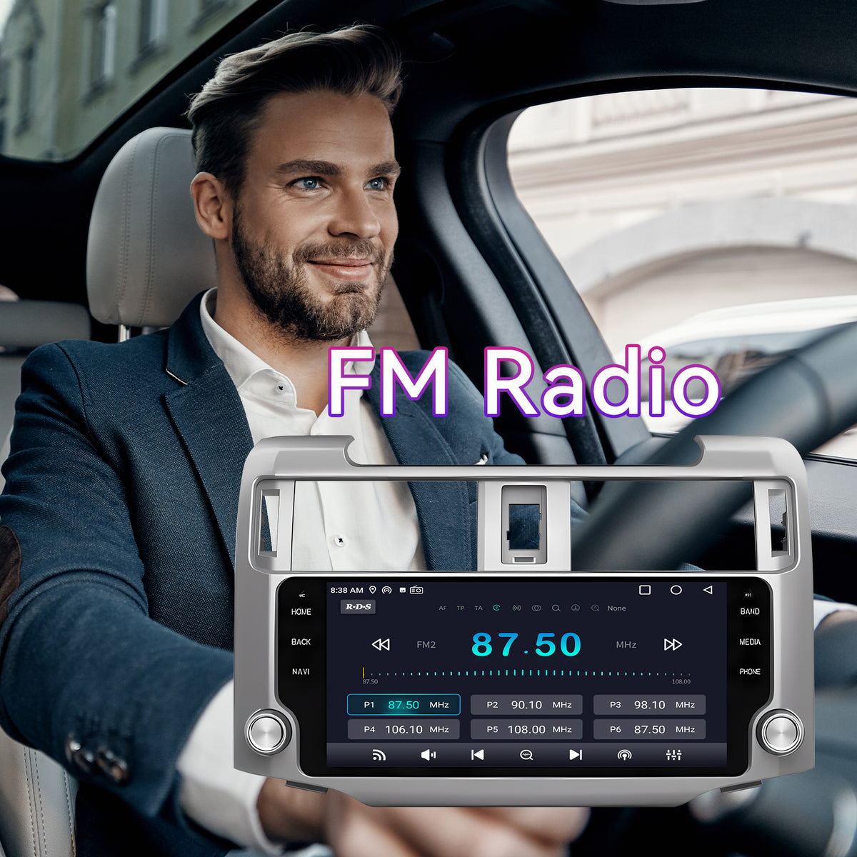 10.33" 4GB+64GB Android Car Stereo Compatible with Toyota 4Runner 2009-2019 — Wireless CarPlay/Android Auto, GPS, Custom EQ & AHD Backup Camera