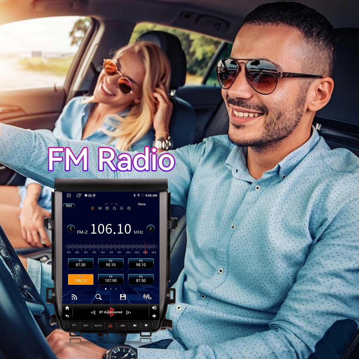 8-Core Android Car Stereo Compatible with Toyota Alphard A20 2008-2012, 12.1" Vertical 2K Touchscreen with Wireless CarPlay/Android Auto, DSP & GPS